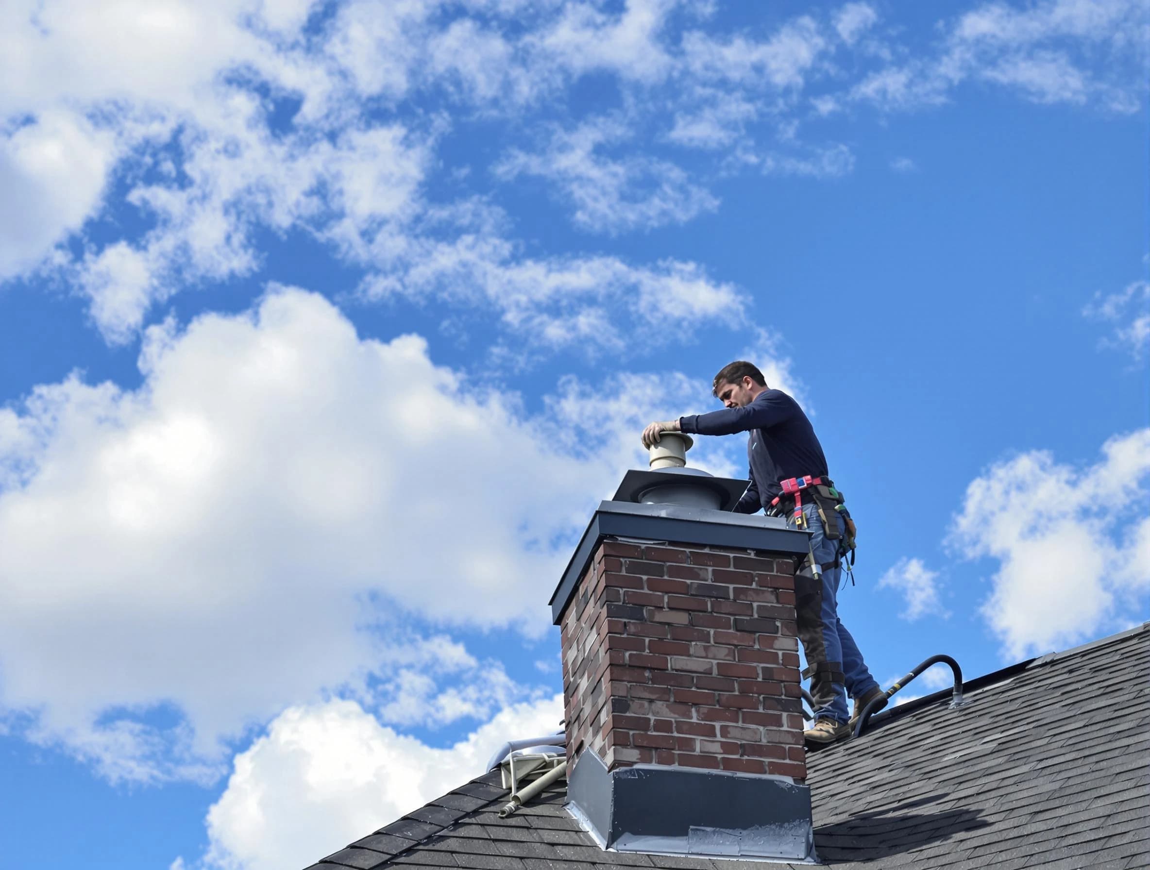 Sandy Springs Chimney Sweep installing a sturdy chimney cap in Sandy Springs, GA