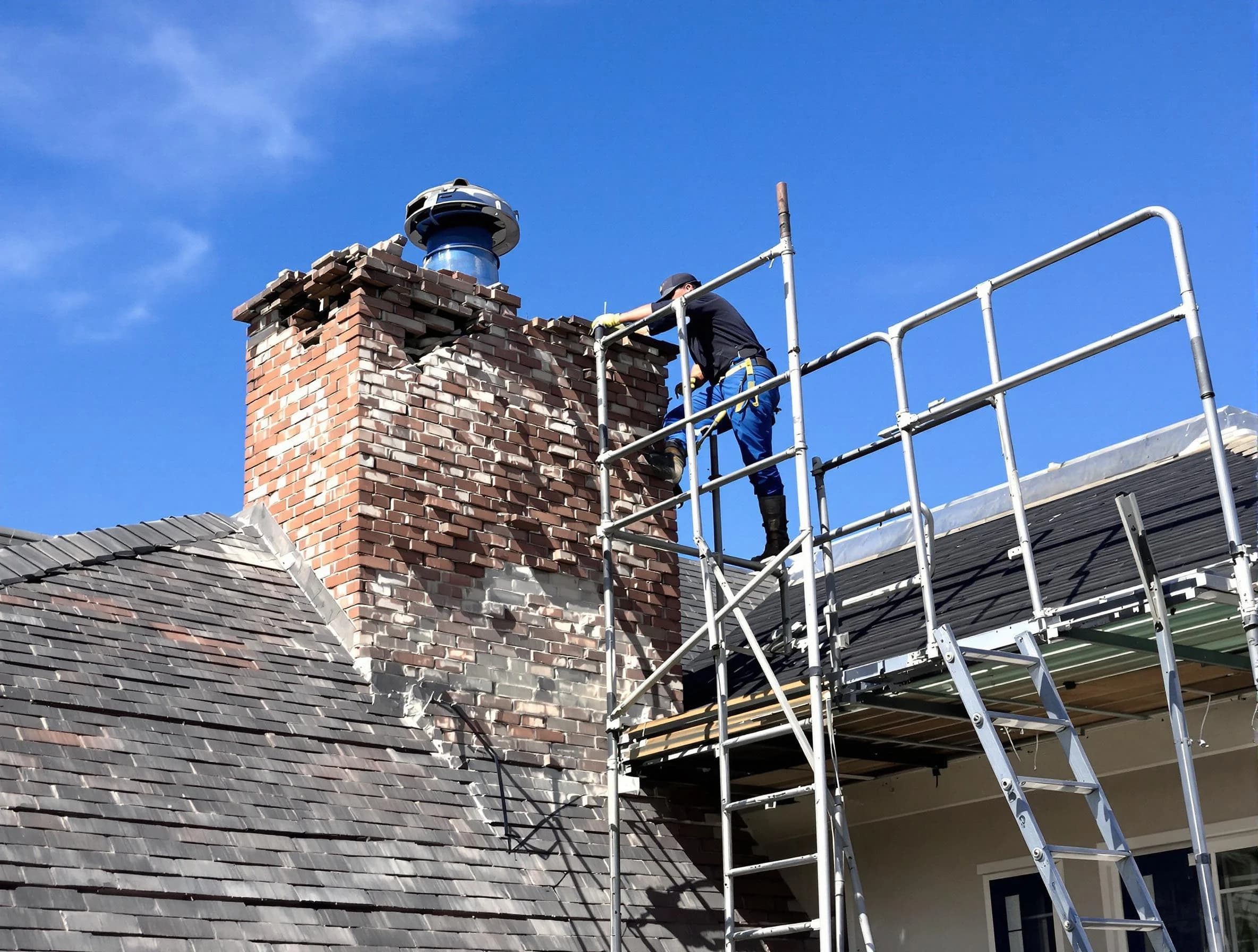 Rebuilding a chimney structure by Sandy Springs Chimney Sweep in Sandy Springs, GA
