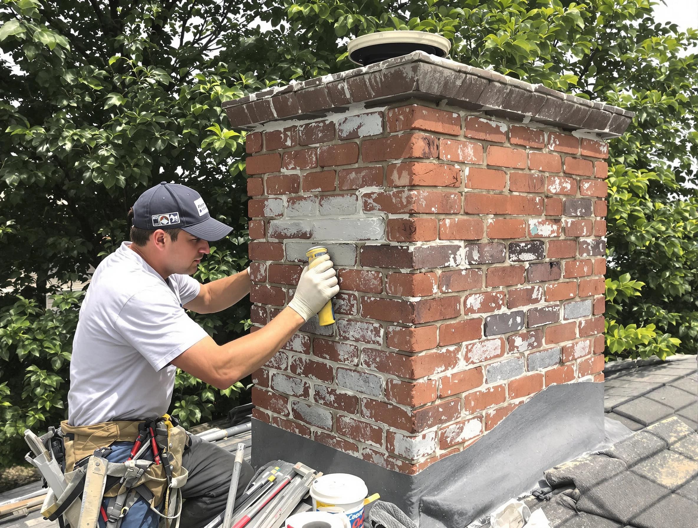 Sandy Springs Chimney Sweep restoring an aging chimney in Sandy Springs, GA