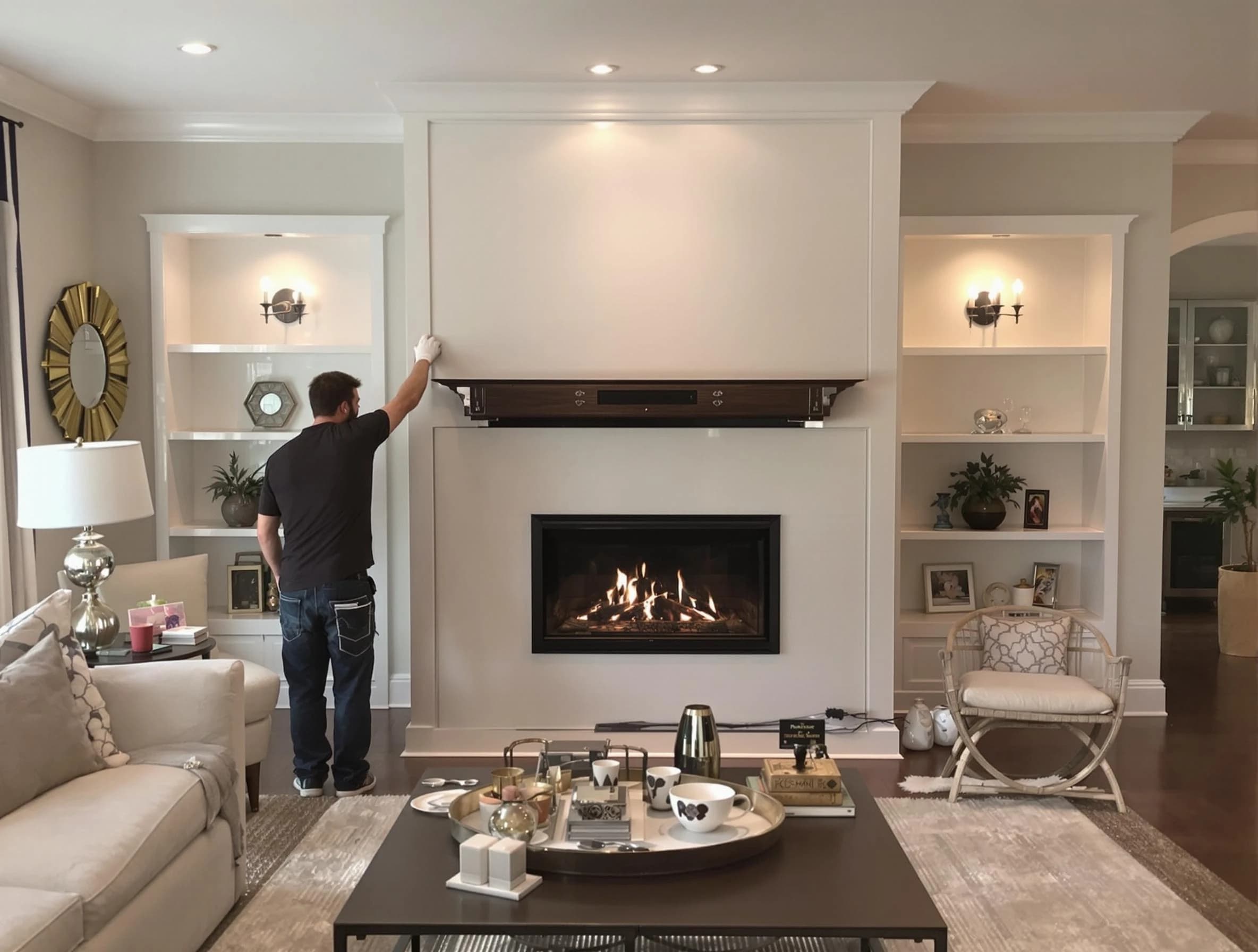 Sandy Springs Chimney Sweep installing a new fireplace in Sandy Springs, GA