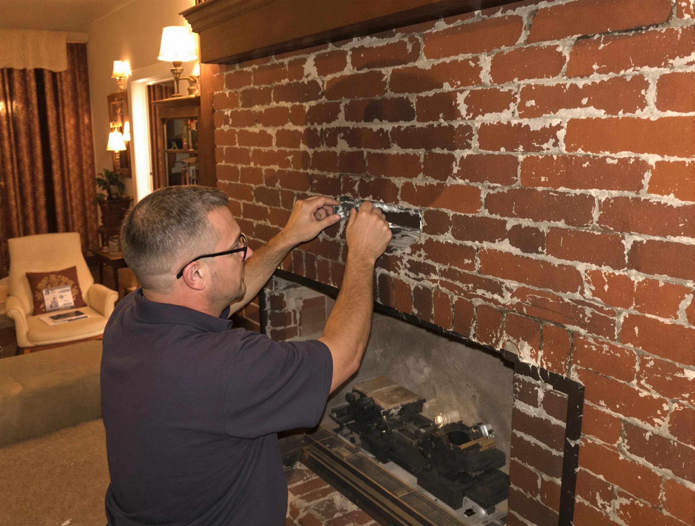 Sandy Springs Chimney Sweep expert fixing a fireplace in Sandy Springs, GA