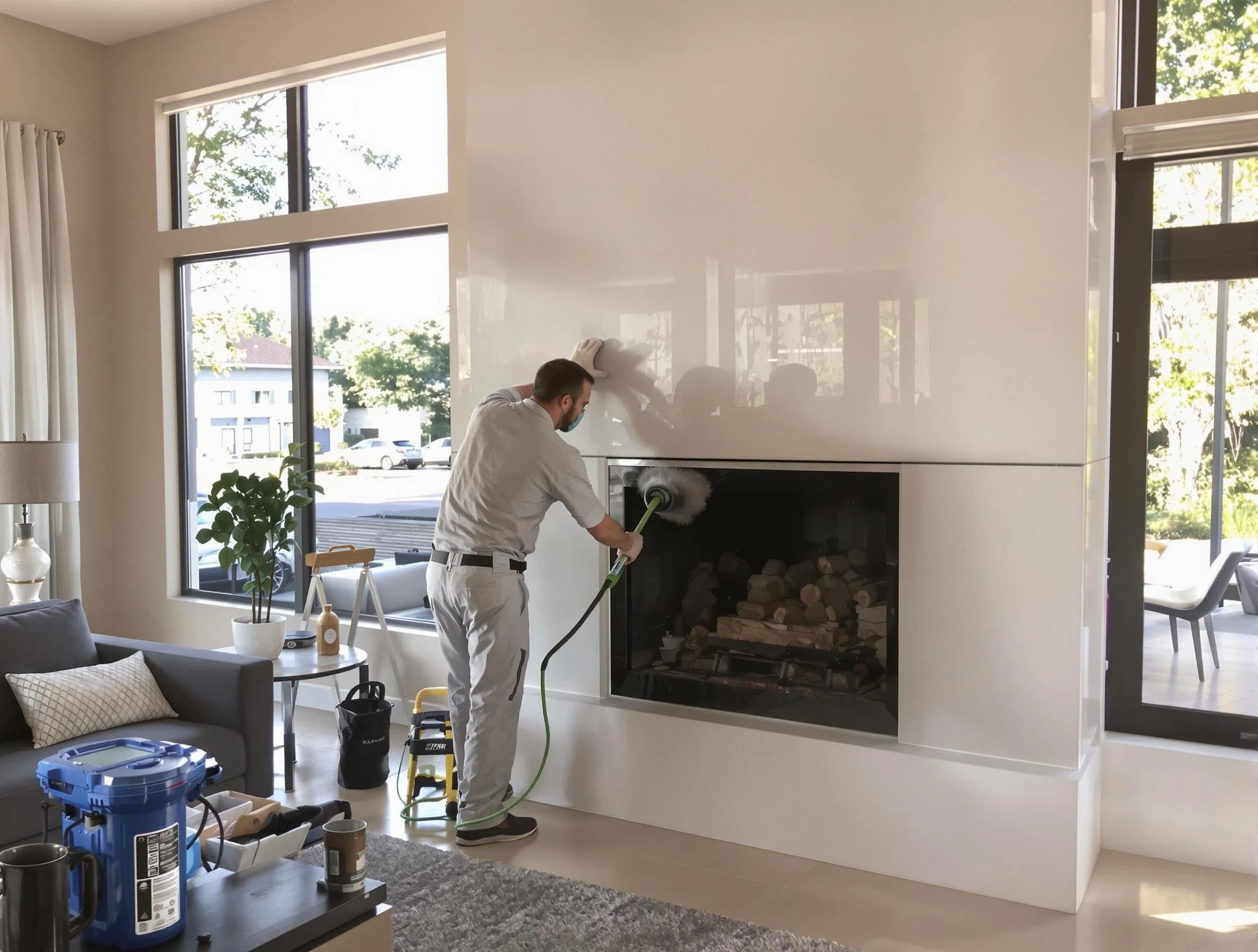 Sandy Springs Chimney Sweep performing thorough soot removal in Sandy Springs, GA