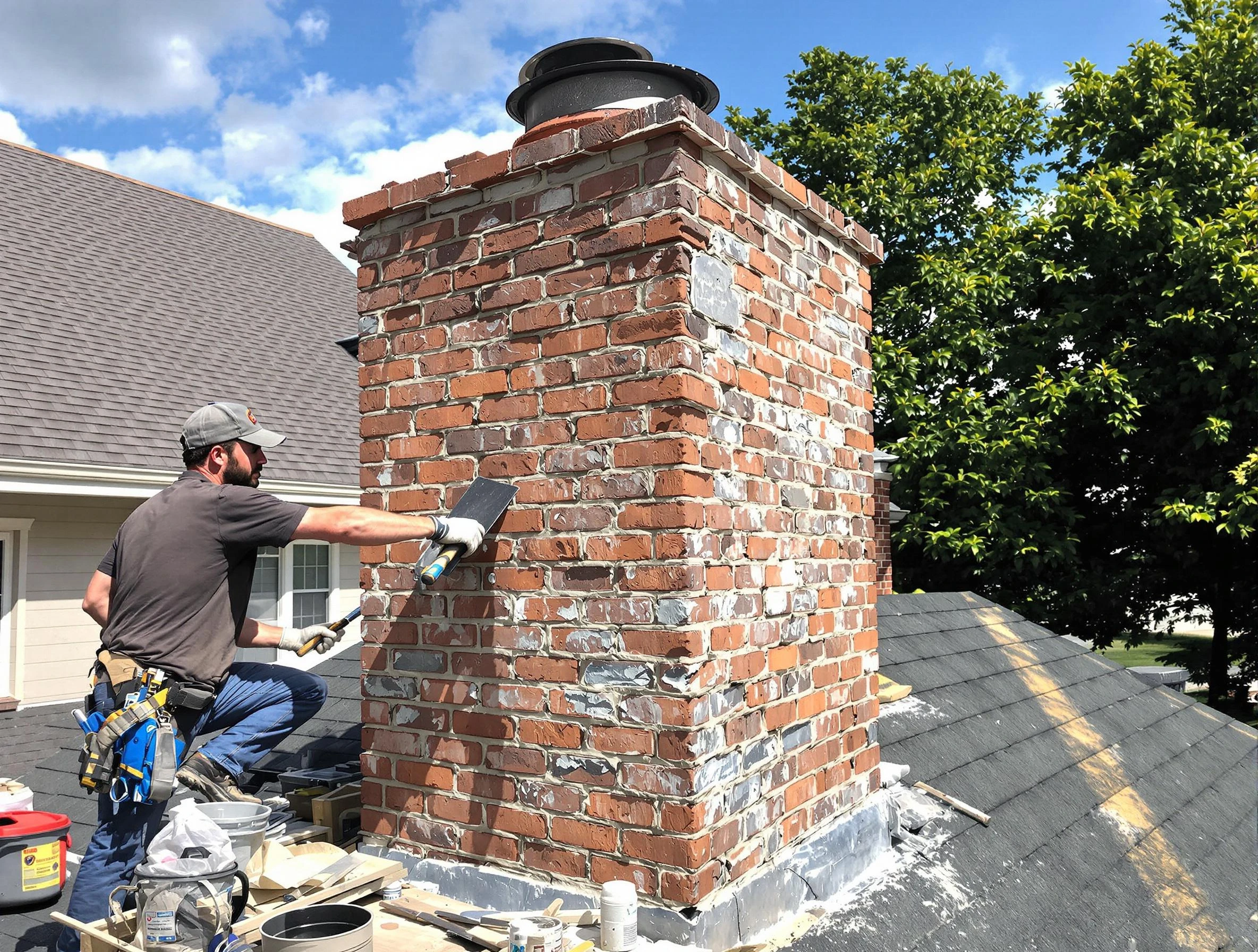 Completed chimney rebuild by Sandy Springs Chimney Sweep in Sandy Springs, GA
