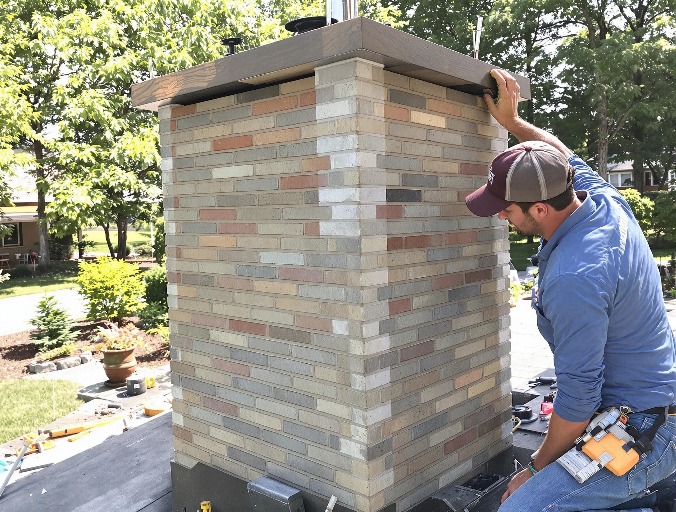 Sandy Springs Chimney Sweep completing a modern chimney remodel in Sandy Springs, GA