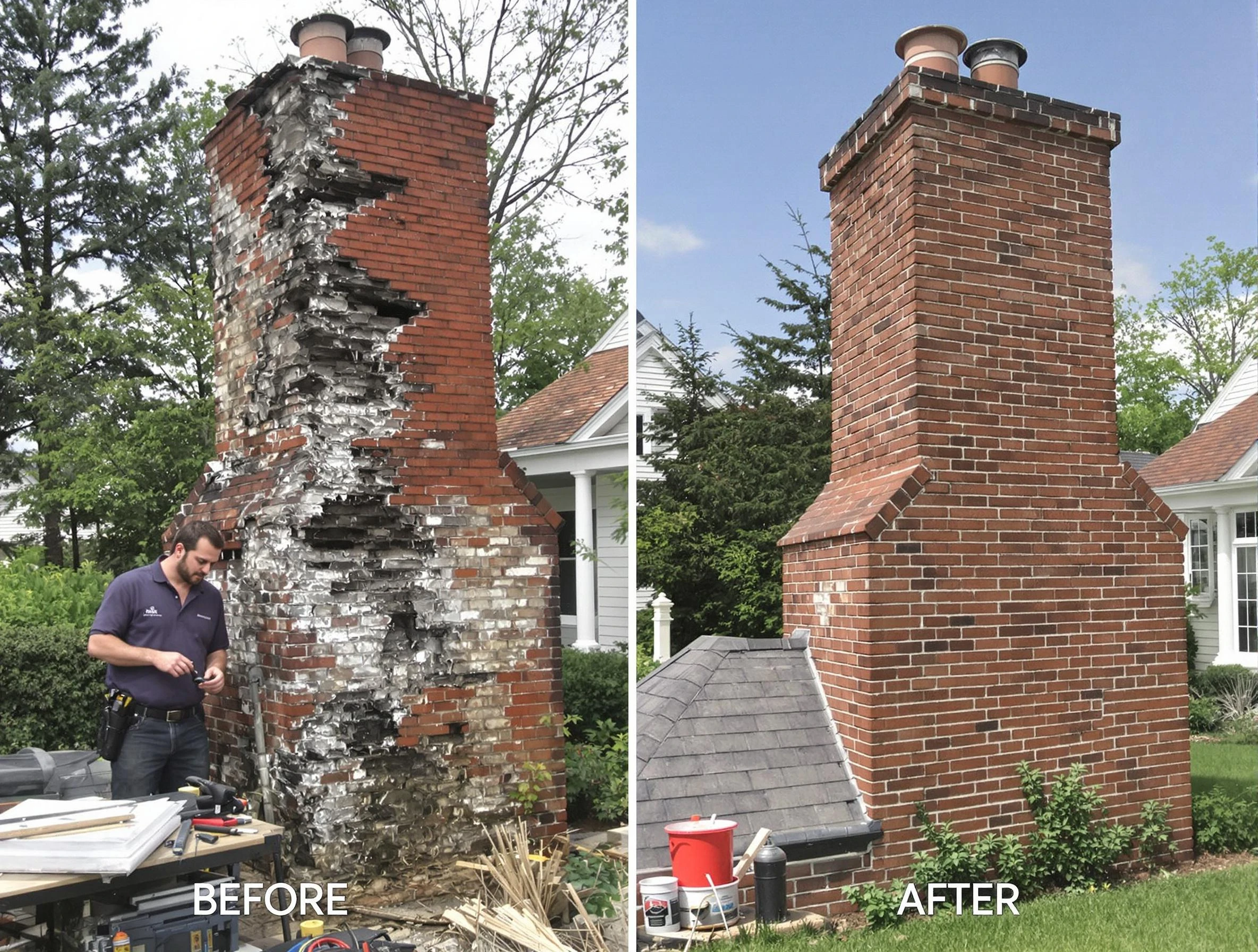 Sandy Springs Chimney Sweep performing a full chimney restoration in Sandy Springs, GA