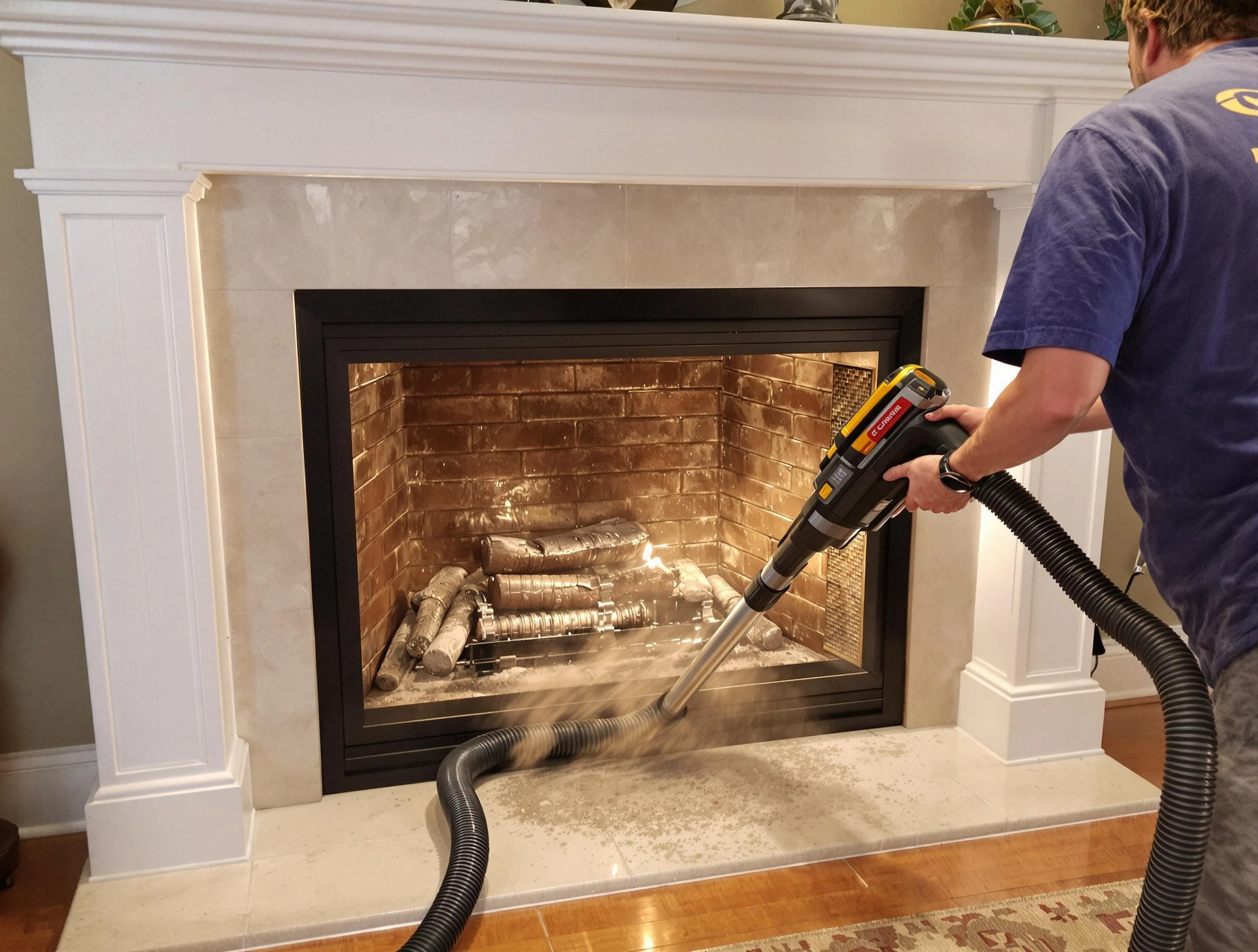 Fireplace cleaning performed by Sandy Springs Chimney Sweep in Sandy Springs, GA